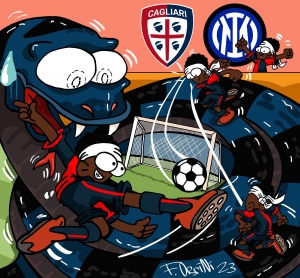 Cagliari-Inter, la vignetta di Frédéric Art