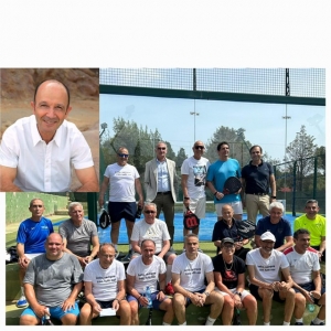 Nel riquadro, Lello Solinas. Il gruppo del Tennis club di Monte Urpinuche lo ha ricordato con un pomeriggio di affetto e mestizia