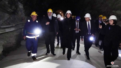 Lula, il presidente della Regione Christian Solinas visita la miniera di Sos Enattos con la ministra Bernini