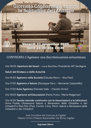 Venerd&igrave; 21 novembre la Giornata cagliaritana contro la solitudine dell'anziano